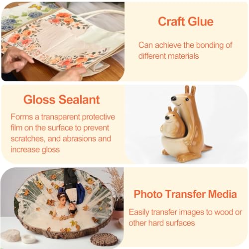 1DFAUL 200 ml Bastelkleber mit Glanzfinish, Lack und Versiegelung in einem, schnelltrocknend, kratz- und abriebfest, wasserfest, für Holz, Papier, Ton, Stoff und mehr. thumbnail 3