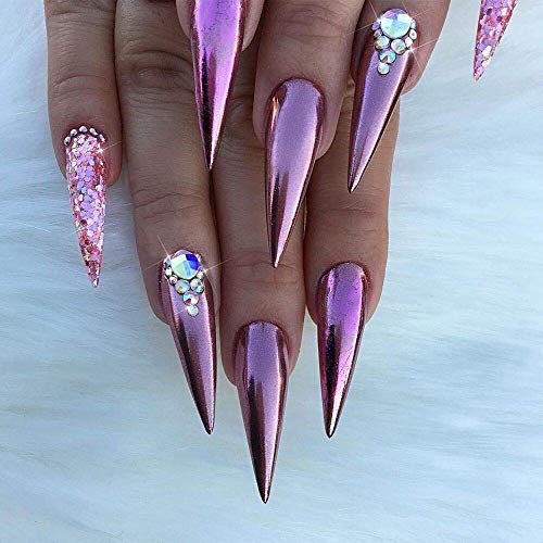 PrettyDiva Rose Gold Chrome Nail Powder Mirror Effect Glitter Nail Powder Manicure Pigments (Rose Gold)