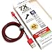 Tera Grand - Apple MFi Certified Lightning to USB-A Braided Cable for iPhone 14/13/12/11 Pro Max Mini, SE XS Max XR X, 8/7/6 Plus, iPad, AirPods, 4 ft Red/Black, (APL-WI114-RDBK)