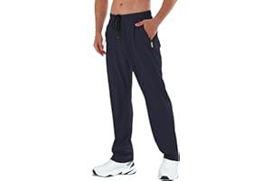AIRIKE Men's Elastic Waist Hiking Pants Water Resistant Quick-Dry Lightweight Outdoor Sweatpants with Zipper Pockets