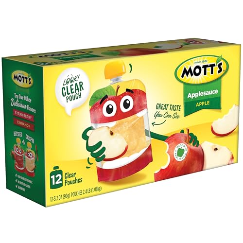 MOTT’S ORIGINAL APPLESAUCE, 3.2 OZ CLEAR POUCHES, 12 COUNT