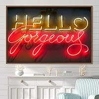 Framed Canvas Wall Art Illuminated Words 3D Industrial Inspirational Multicolor Neon Pop Art Quotes Typography Urban - 16x24 inches