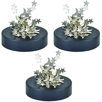 Kicko Magnetic Stars and Moons Sculpture - Set of 3 Cosmic Fidget Desk Toy - Ideal House, School and Office Decoration, Educational Toy
