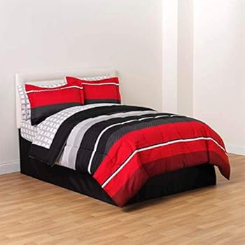 85 Off 5 Piece Black Red Grey Rugby Stripes Comforter Full Queen