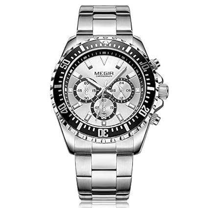 Chronograph Sapphire Collection Silver Dial Watch with Free Bracelet for Men & Boys.