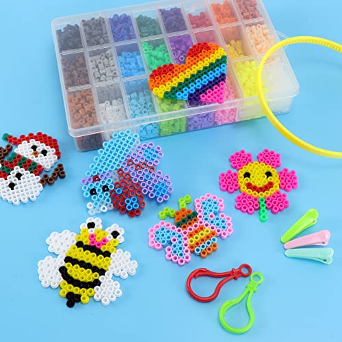 Zoyomax Ironing Beads Set 5 mm, 24 Colours Beads with 4 Ironing Beads Plates, 6300 Ironing Beads Craft Set, Beads Set for Birthday, Christmas, Gift, DIY