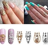 Lefox 20pcs 3d Hollow Nail Art Gold Silver Alloy Decoration Jewelry Glitter Rhinestone #33