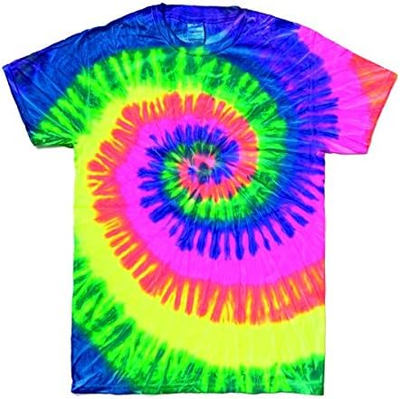 Amazon レインボーマルチカラー タイダイtシャツ S ネオンレインボー Tシャツ カットソー 通販