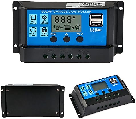 Laura Blanco 20A Solar Charger Controller Solar Panel Battery Intelligent Regulator Dual USB Solar Controller with LCD Display