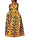 Uideazone Women's Sexy Sleeveless Halter Dress African Printed Maxi Long Dress