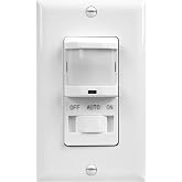 TOPGREENER Occupancy/Vacancy PIR Motion Sensor Light Switch, White, 1 Pack | CDS Sensor with Learning Function, No Neutral No Ground Wire, 200W Incandescent/150W LED Load, UL Listed, Wall Plate Included