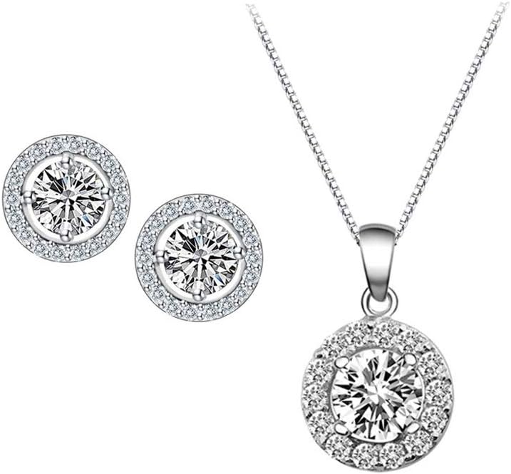 Cubic Zirconia Necklace Earrings Jewelry Set For Bridal Bridesmaid Wedding Party Prom