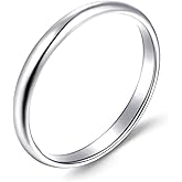 Zuyaeui 14K White Gold Plated Wedding Bands for Women, 3mm Comfort Fit Dome Polished Plain 925 Sterling Silver Ring, Anniversary Engagement Promise Gift for Her