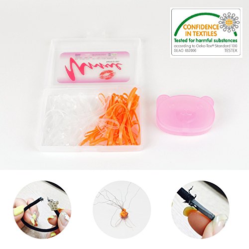 Large Elastic Hair Band Tie for Thick Hair No Kink or Crease Snag-Free 50 pcs with portable case