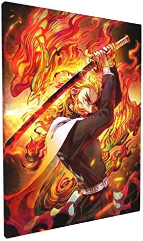 鬼滅の刃 無限列車編 煉獄 杏寿郎 装飾画 年中無休 壁の絵 壁掛け アートパネル 絵画 壁の装飾画 壁ポスター モダン 30 木製 玄関 キャンバスアート 木製の枠 額縁のある絵 部屋飾り 40cm