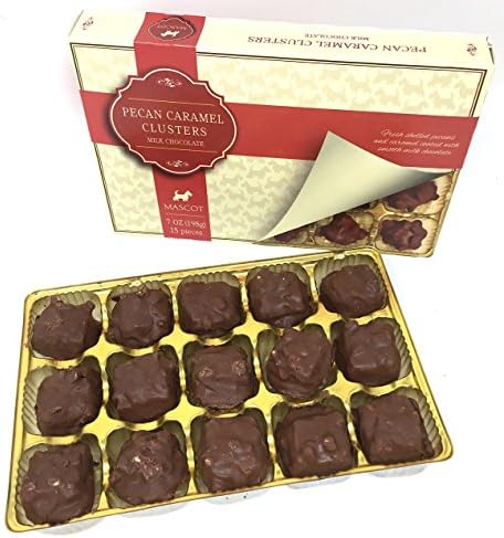 Mascot Nut and Candy Gifts since 1955 - Just Right Size Pecan Caramel Clusters Milk Chocolate 7 oz - 15 pieces,