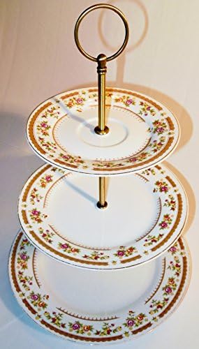 Three Tier Serving Stand, Cake Plate, Tray, Mismatched Plates, Cupcake Stand, Dessert, Appetizer, Tidbit, Vintage, Floral