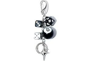 SORGERLY 8 Ball Dice Charm Keychain - Cute Bag Purse Handbag Accessories - Y2K Aesthetic Key Chain for Women Men