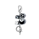 SORGERLY 8 Ball Dice Charm Keychain - Cool Black