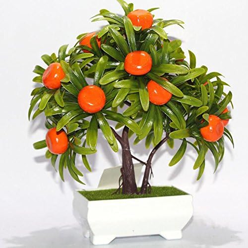 REDJCK Artificial Trees Flower Bonsai Tree Creative Mini Fake Plants For Home Office Decor (Orange)