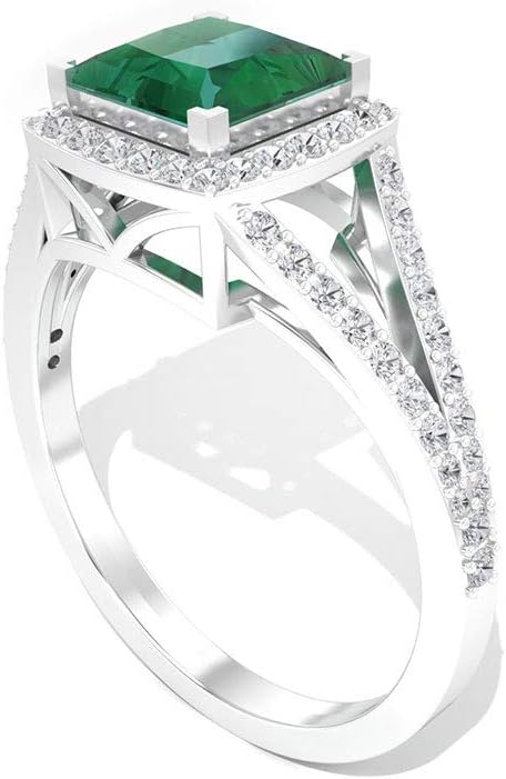 1.2Ct Emerald Diamond IGI Certified Ring, Princess Cut Solitaire Gemstone Ring, IJ-SI Color Clarity Diamond Split Shank Ring, Wedding Engagement Ring