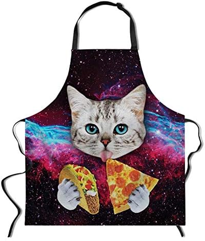 HeiPlaine Lightweight Apron Galaxy Cat Workman Engineers Carpenter Apron Suit for Kitchen, Garden, Pottery, Craft Workshop, Garage Chef Apron
