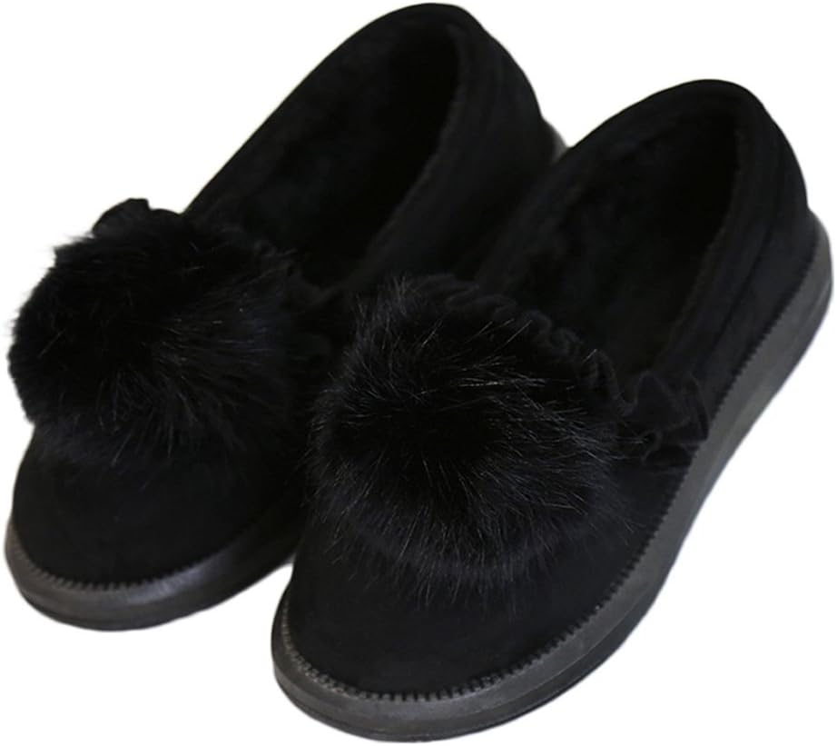 Slip-on Winter Suede Leather Slippers with Warm Coral Lining Cosy Home Indoor Shoe Mules