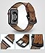 for Apple Watch Band 42mm Leather iWatch Band Strap Replacement for Apple Watch Series 3/4 42mm, Stainless Steel Metal Black Adapter and Buckles, Black Dots - Brown