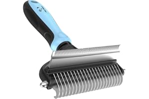 PET NEAT Dog Brush for Shedding & Cat Brushes for Indoor Cats - Double Coat Dog Brushes for Grooming - Hair Remover Pet Grooming Tools - 2 in 1 Deshedding Brush & Undercoat Rake for Dogs - Defur Comb Cleaner