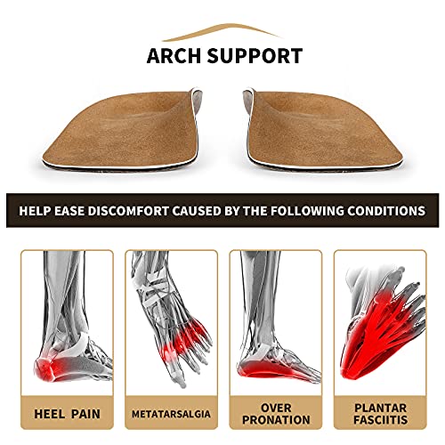 Walkhero 3/4 Length Arch Support Cork Insoles for Flat Feet Plantar