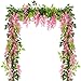 Sunm Boutique Artificial Flowers Wisteria Garland Vine Rattan Hanging for Home Garden Ceremony Wedding Arch Floral Decor, 6.6 Feet, 4pcs, Pink