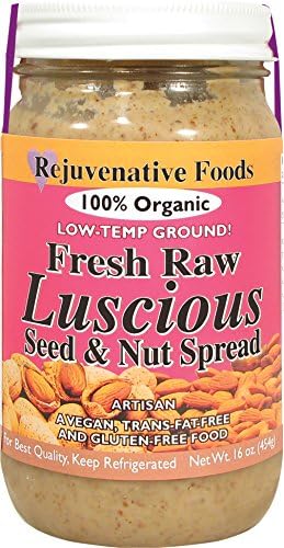 Fresh Raw Organic Luscious Nut &amp; Seed Butter Mix Pure Rejuvenative Foods Low-Temp-Ground Almond-Sunflower-Sesame Vegan-Artisan-Ayurvedic In-Glass Vitamin-Protein-Antioxidant USDA-Certified-Organic8 oz