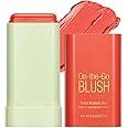 Paminify Soft Creamy Blush Stick,On-the-Go Blush,2-in-1 Cheek and Lip Tint,Waterproof Hydrating Solid Natural Moisture Smooth Blendable Matte Finish Face Blush Makeup,03 coral orange