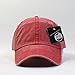 Vintage Washed Cotton Adjustable Baseball Cap + Free Sew/Iron on Camper Patch (Red)