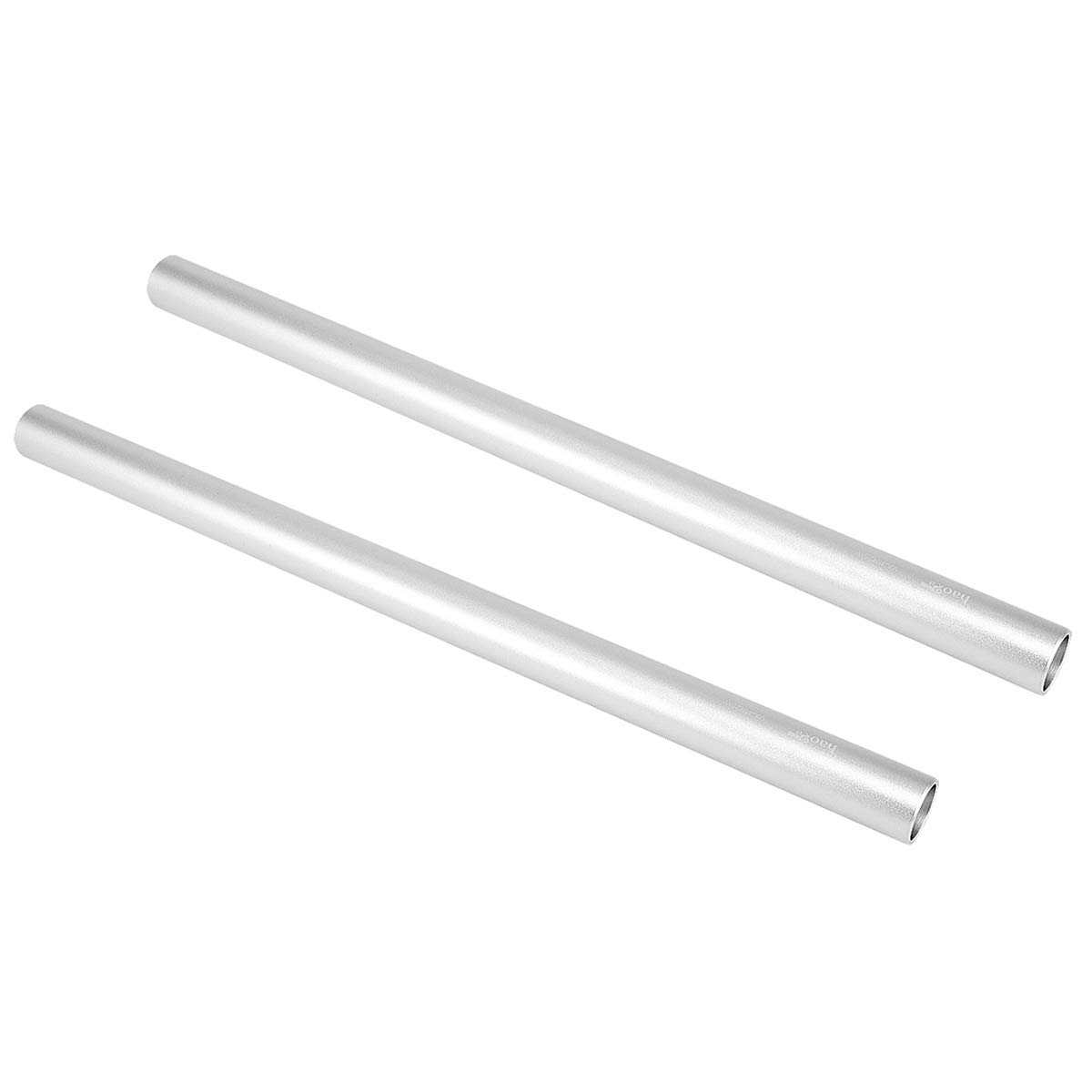 Haoge VA-PR25W 25cm / 9.8 Inch Long Aluminum Alloy Rod 15mm Rods with M12 Thread for Camera Rail Support System Rig Shoulder Pads Monitor Mount Rod Clamp Base Mattebox Follow Focus Silver (Pack of 2)