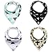 Baby Bandana Drool Bibs, Hand Drawing Design 4 Pack of Large Size with Soft Absorbent Cotton, Adjustable Snaps - Unisex Dribble Bibs Gift for Boys & Girls