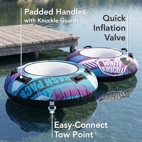 Towable Tubes for Boating, Inflatable Water Towable, Pull Behind Rider, Watersports Float, Lake Adventure Tube for Recreational Boating & Family Fun by White Knuckle