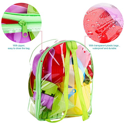 Young Choi's Kids Beach Sand Toy Mold Set with Reusable Backpack, Green Outdoor Pool Play Set with Mold Bucket for Toddlers (Green Sand Toy Backpack)