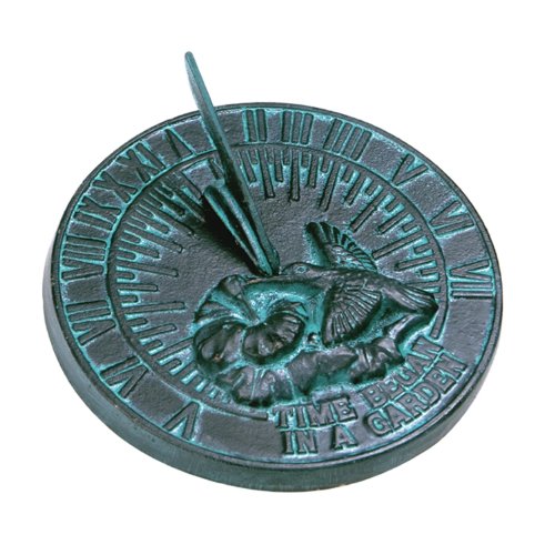 Rome 2532 hummingbird sundial, cast iron with verdigris…