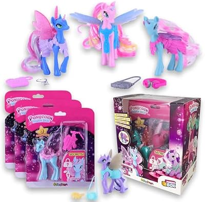 Funny Box Ponycorn Fashion Dress, Spielzeugtiere für Kinder, 3-teilig, Pony-Pferde-Spielzeug mit Zubehör und Kleidung zum Personalisieren – Spiele für Kinder, Geschenk für Mädchen und Jungen