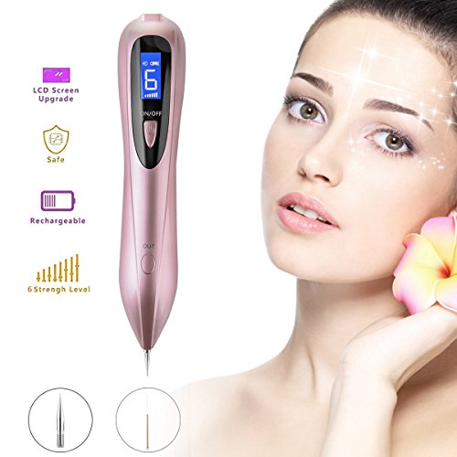 Mole Removal Pen Portable USB Rechargeable Remover Tool Kit with 6 Strength Levels Professional Skin Tag Remover Pen for Body Facial Freckle Warts Nevus Age Tattoo Spot Remover Beauty Skin Device