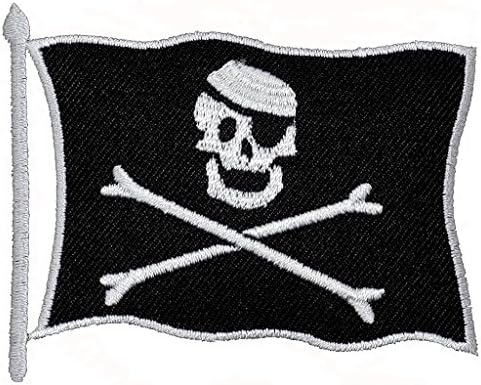 HHO Pirate Skull Flag Patch Embroidered DIY Patches, Cute Applique Sew Iron on Kids Craft Patch for Bags Jackets Jeans Clothes