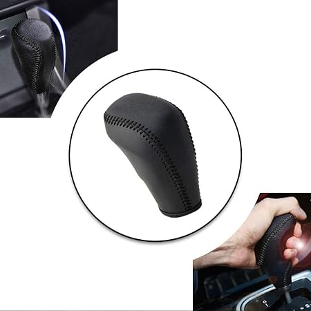 Amazon 適用 トヨタ カローラ 14 18 Rav4 13 18 アクア 11 19 ヴィオス 14 18 カーシフトレバープロテクタートリム 滑り止め レザーギアノブスティックカバー 黒い革黒ステッチ O Type 車 バイク 車 バイク