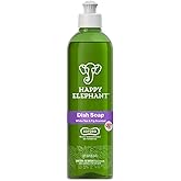 Happy Elephant Dish Soap, White Tea & Fig Scent, Natural Biodegradable Liquid Dish Soap, Plant Based, Grease Fighting, Tough on Food, Gentle on Hands, No Synthetic Fragrance, 12 Fl Oz