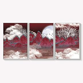 Framed Canvas Wall Art for Living Room, Bedroom Abstract Landscape Dream Place Canvas Prints for Home Decoration Ready to Hanging - 16"x24"x3 Panels
