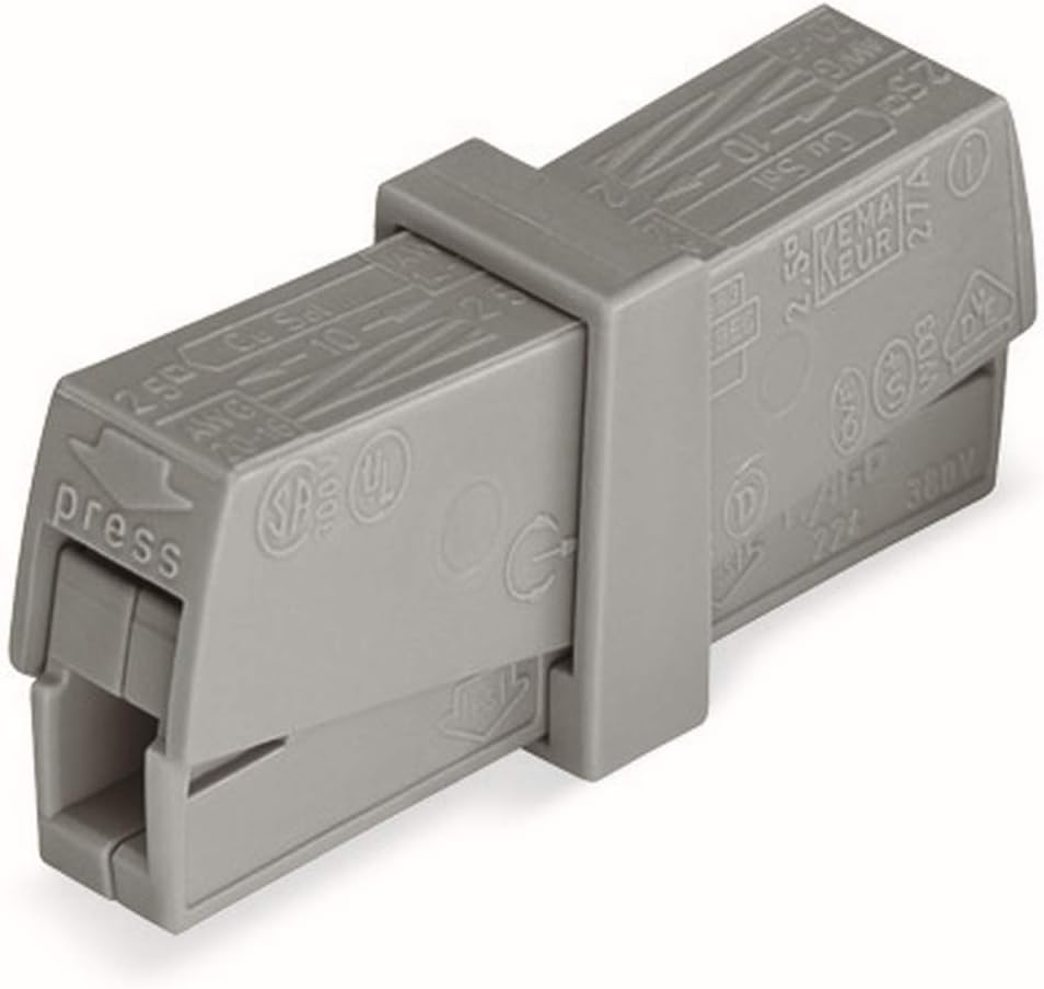 WAGO Inline Service connector, push-button on both sides, Lighting side, for all conductor types Installation side