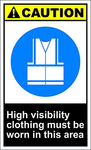 High Visibility Clothing Must Be Worn 2 Caution OSHA / ANSI LABEL DECAL STICKER Sticks to Any Surface