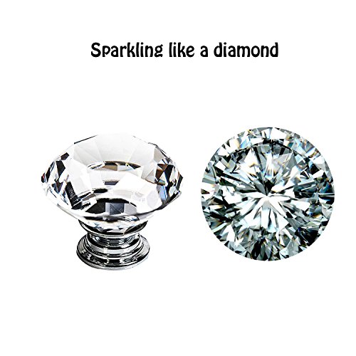 image for LanGui Dresser Crystal Knobs - 30MM 25 PCS Glass Crystal Drawer Knobs 