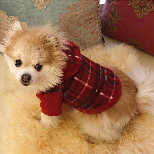 Longay Dog Pet Clothes Hoodie Warm Fleece Puppy Coat Apparel (Red, XS)