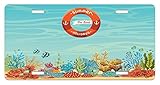Marine License Plate by Ambesonne, Lifebuoy over